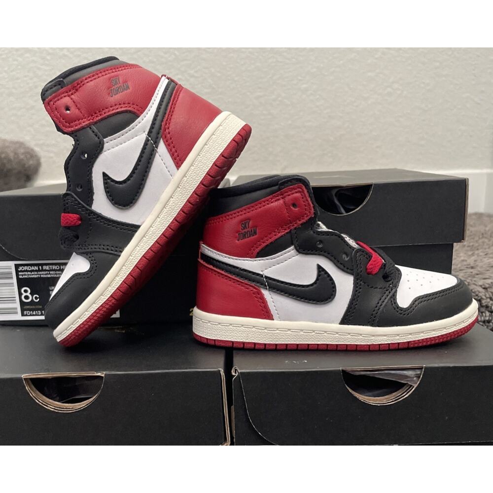 Toddler's Jordan 1 Retro High OG Toddler 8c Wht/Blck-Red- (FD1413 106)